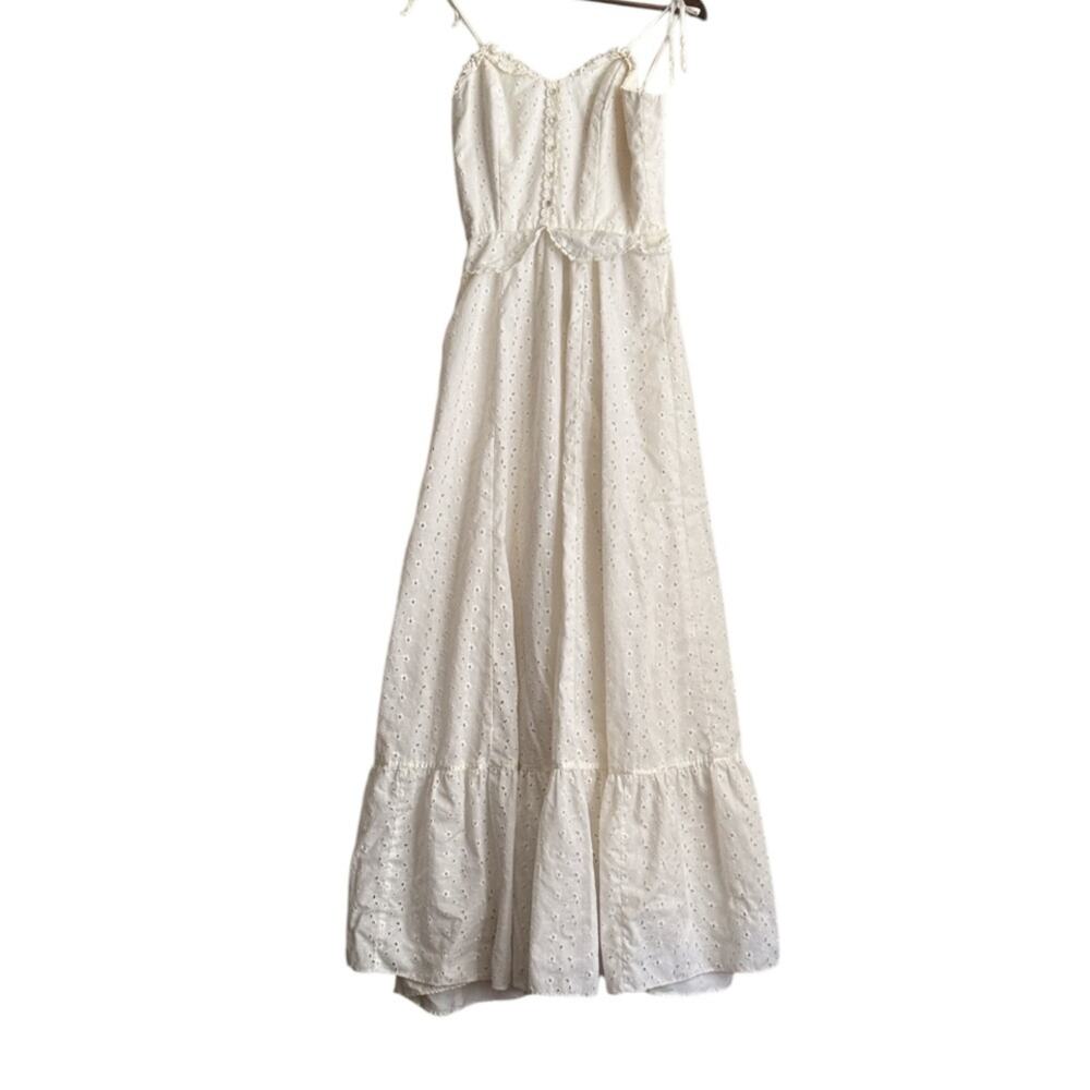 Candi Jones California Vintage 70’s White Eyelet Dress Sz S